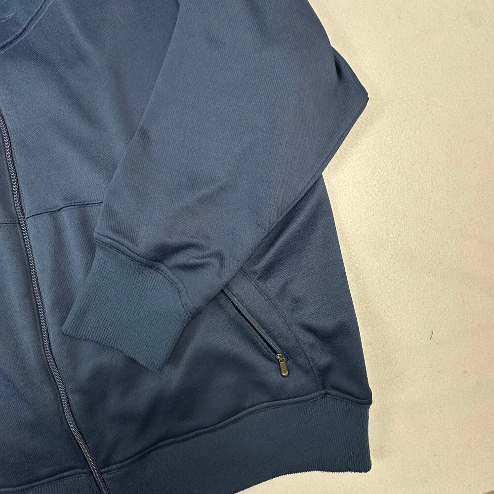 Vintage Nike Jacket Men 2XL Navy Blue Full Zip Big Debossed Logo Spellout Y2K *